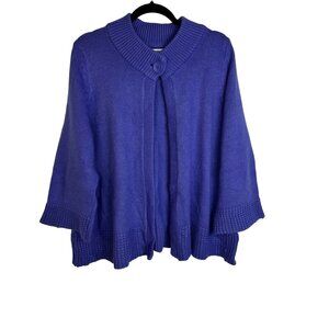Croft & Barrow Women's 1X Purple Cardigan‎ Knit Sweater Single Button Closure